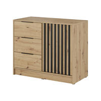 SIDEBOARD NELIANA 105/86/45cm mit 3 Schubladen 1 Türen Eiche Artisan - Eiche Artisan, Holzwerkstoff (105/86/45cm) - MASSENO