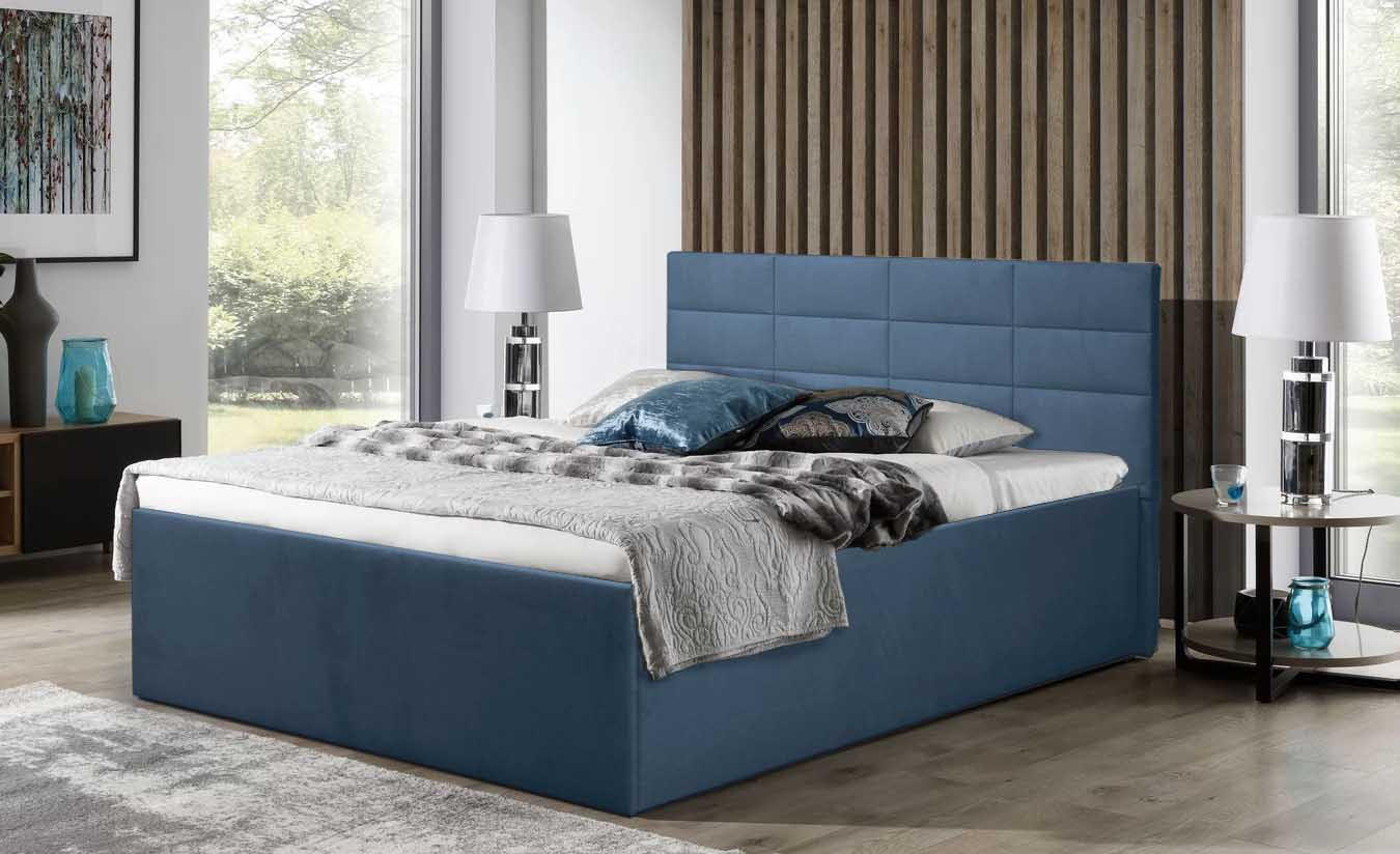 POLSTERBETT Athena Blau 100 x 200 x 40 cm Stauraum ohne hydraulische Funktion Ohne Matratze und Lattenrost - Blau, Holz (100/200cm) - Halmon Schlafkomfort Betten 