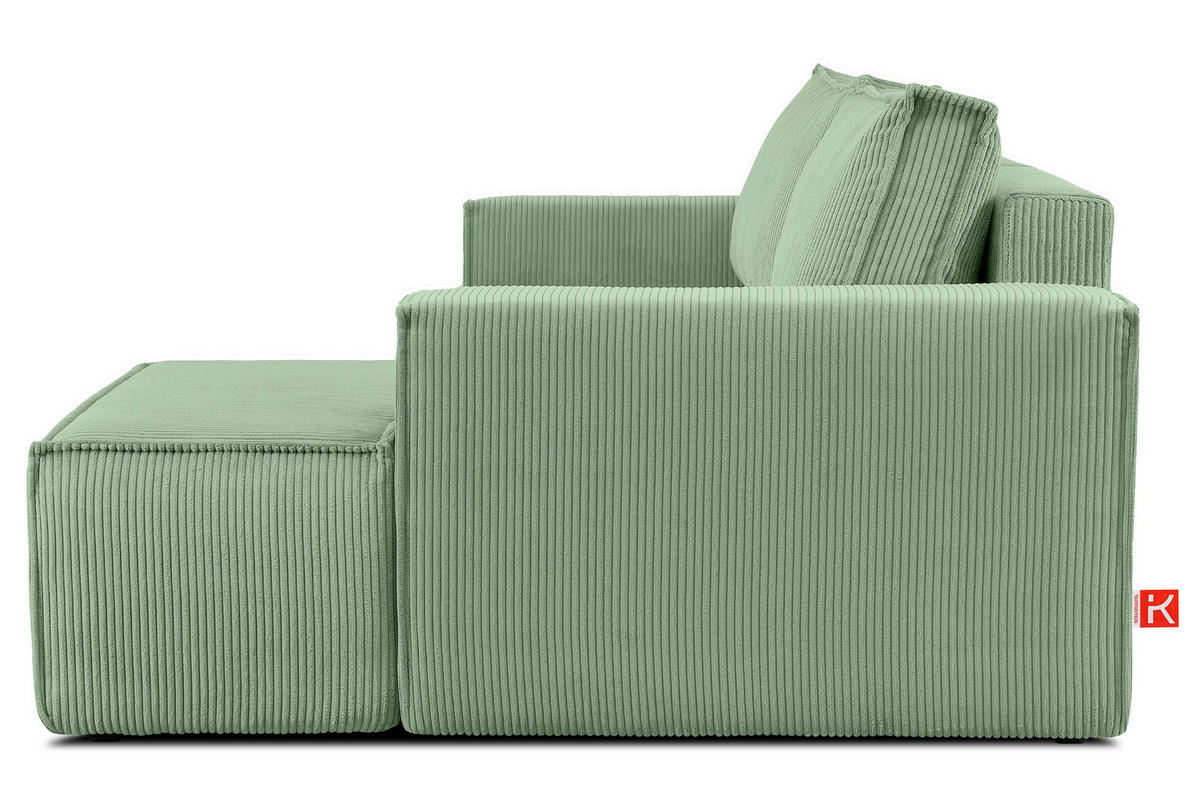 ECKSCHLAFSOFA-RECHTS NAPI in Pet Friendly Cord-Stoff, mintfarben - Schwarz/Mintgrün, Textil (262/148cm) - KONSIMO®