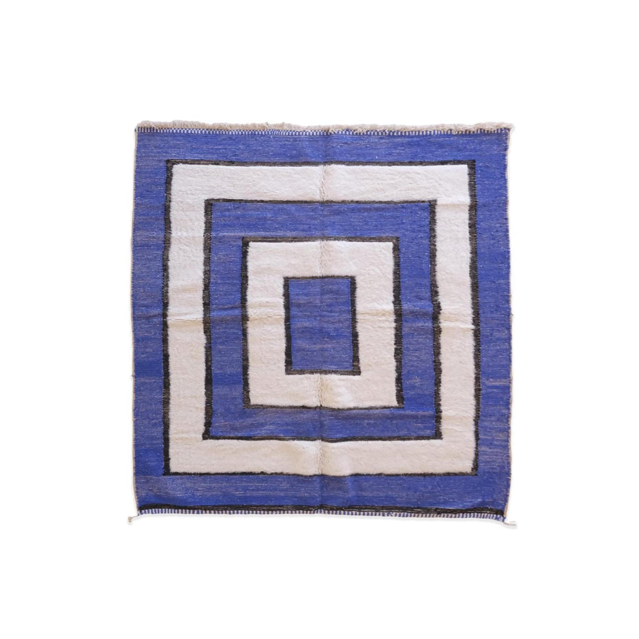 BERBERTEPPICH aus Marokko modern aus Wolle blau - Blau, Naturmaterialien (233/247cm) - AFK Living