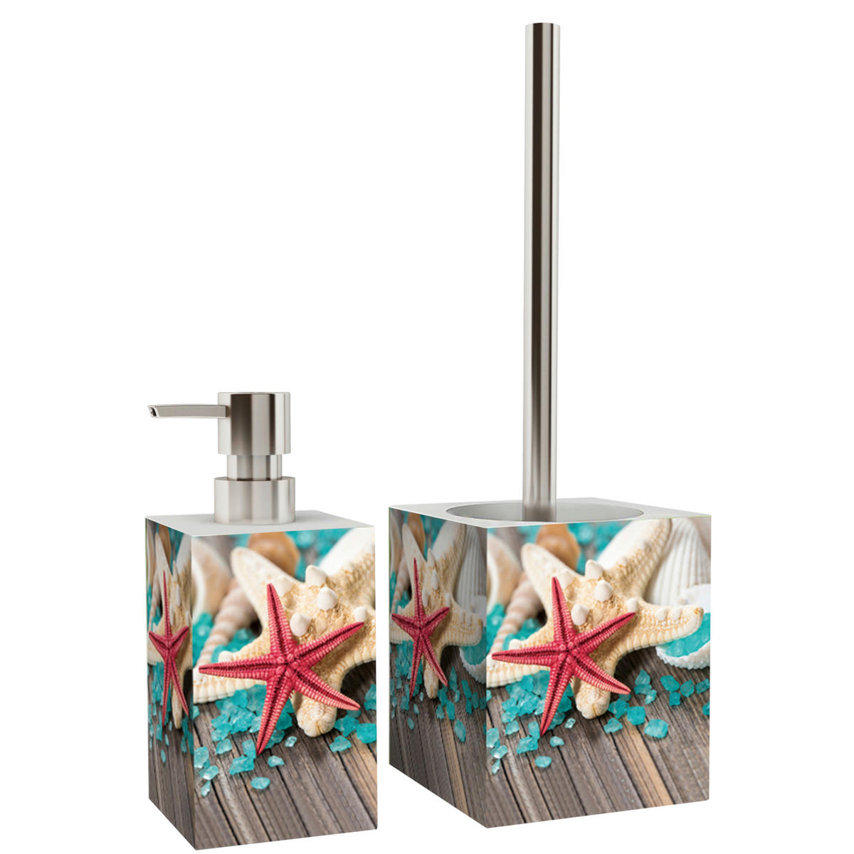 SEIFENSPENDER und WC Bath Salts - Türkis, Kunststoff (7/17/7cm) - Sanilo