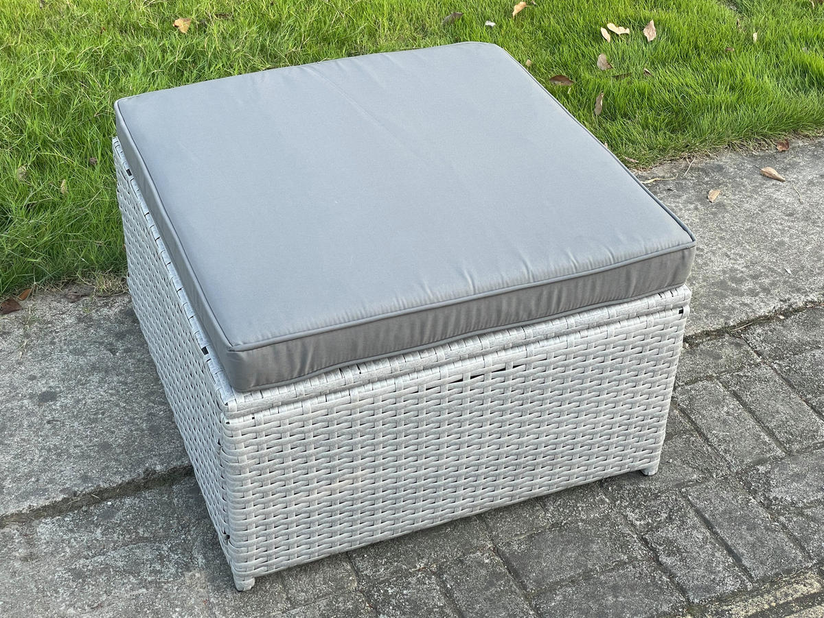 HOCKER Polyrattan Helles Grau - Hellgrau, Metall (65/34/65cm) - Fimous