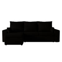 ECKSOFA Paco mit Bettkasten und Schlaffunktion, L-Form/XL-Form, Velourstoff, Universal - Schwarz, Holzwerkstoff (246/145cm) - 4ALL HOME