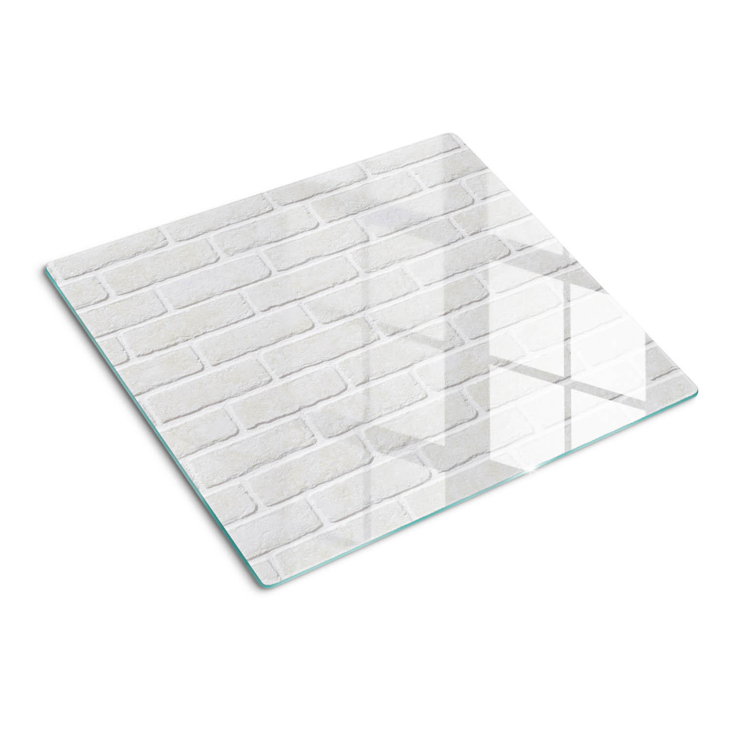 GLASPLATTE 60x52 cm Ziegelmauer - Weiß, Glas (60/0.4/52cm) - TULUP