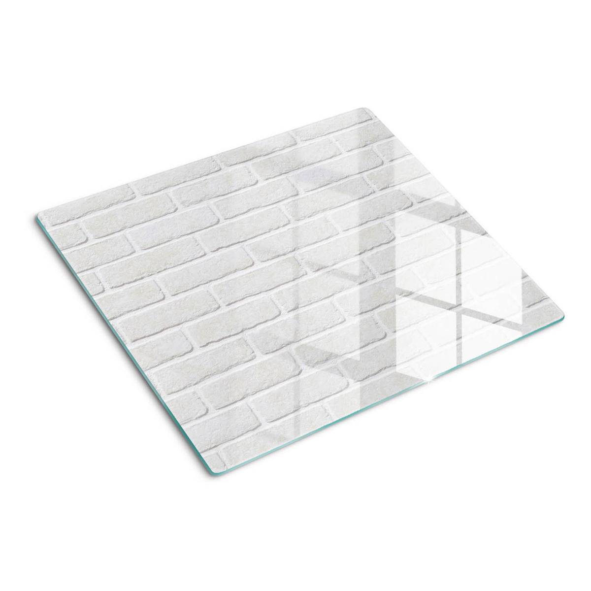GLASPLATTE 60x52 cm Ziegelmauer - Weiß, Glas (60/0.4/52cm) - TULUP