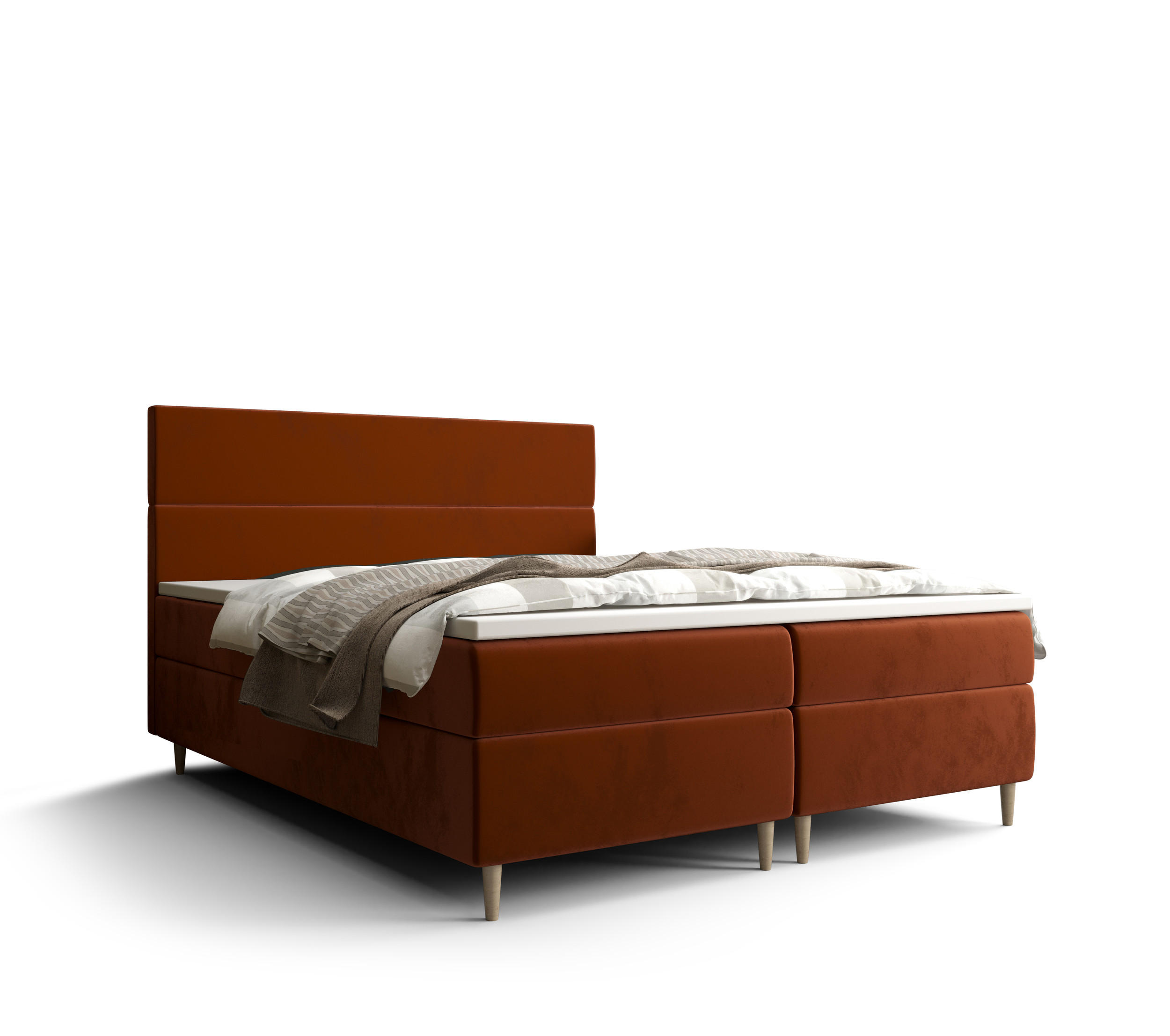 BOXBETT FLO mit Matratze H3, Bonell und Topper 180x200 Itaka 01 - Braun, Holz/Textil (160/200cm) - Bedante