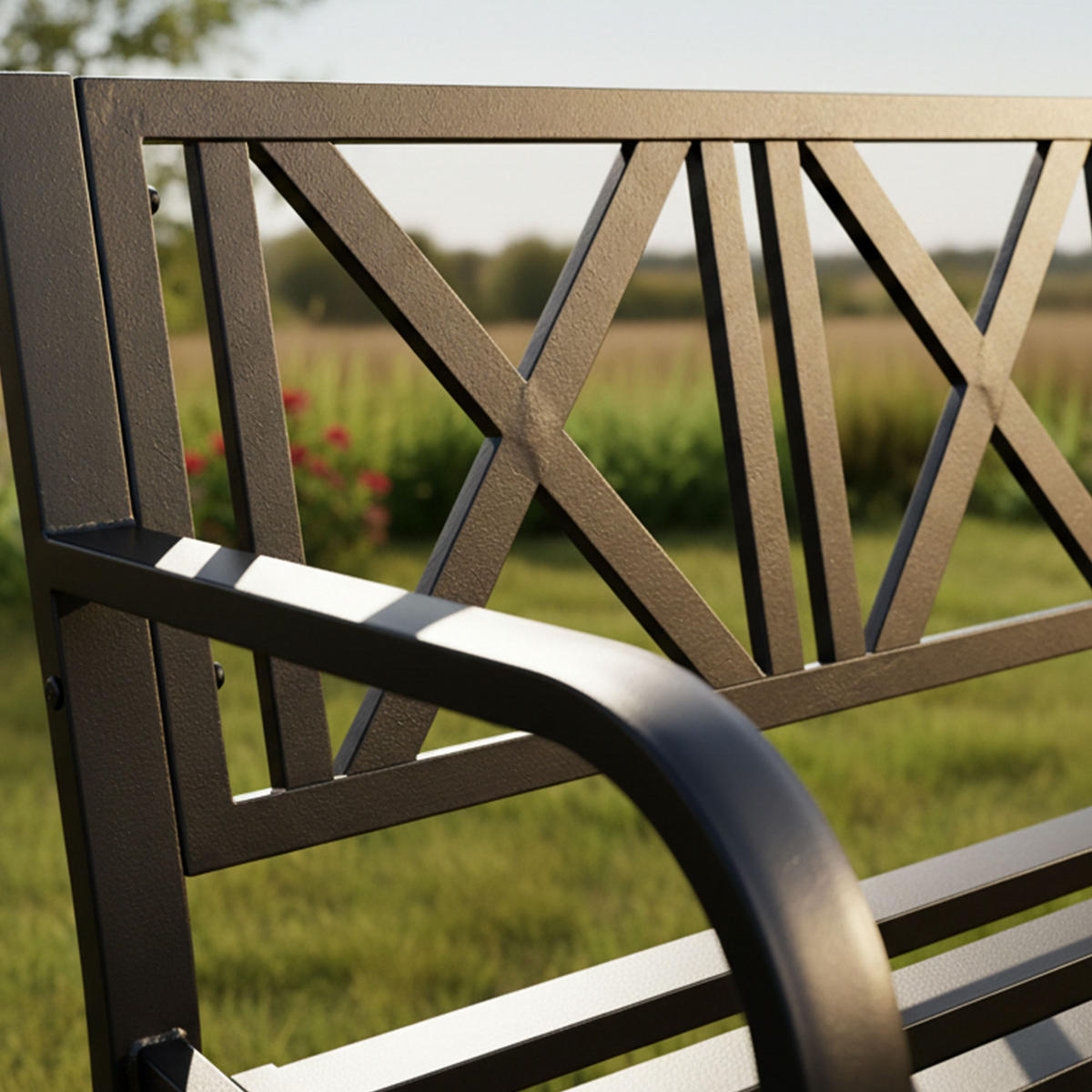 GARTENBANK CROSS Schwarz 119 x 76 x 51 cm - Schwarz, Metall (119/76/51cm) - Akord