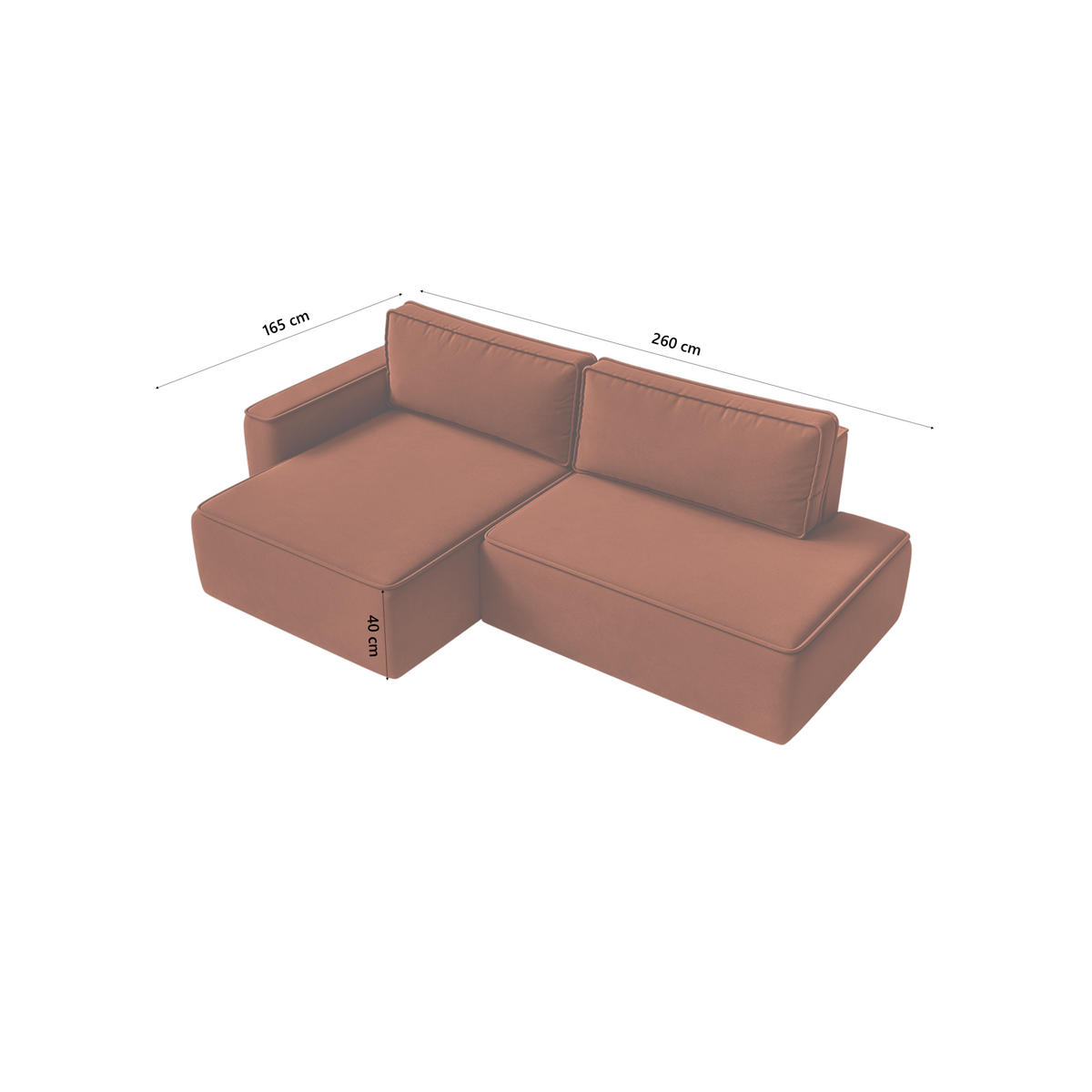 ECKSOFA Sarro mit Schlaffunktion, Rotbraun - Rostfarben, Textil (165/260cm) - Fedve