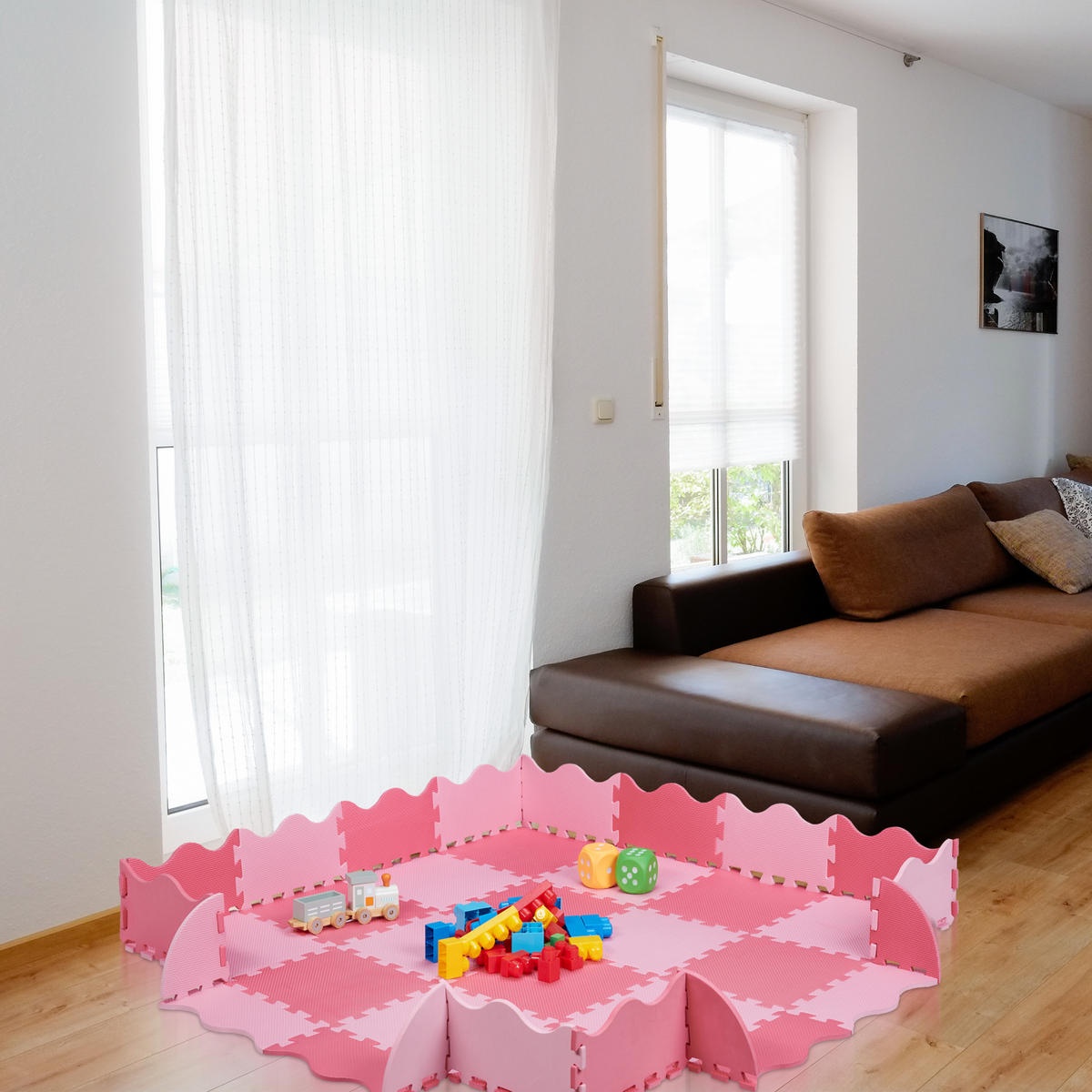 36-TLG.PUZZLEMATTE - Rosa, Kunststoff (31.5/31.5cm) - Relaxdays