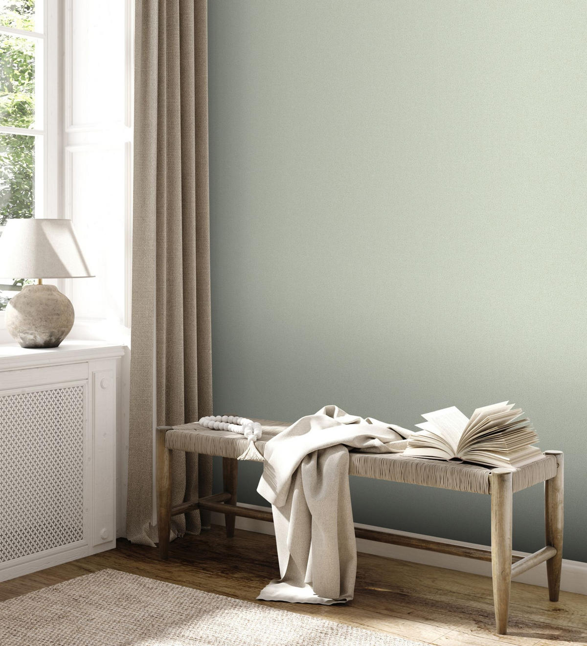 VLIESTAPETE Grün 53/1005 cm - Grün, Textil (53/1cm) - KUNSTLOFT