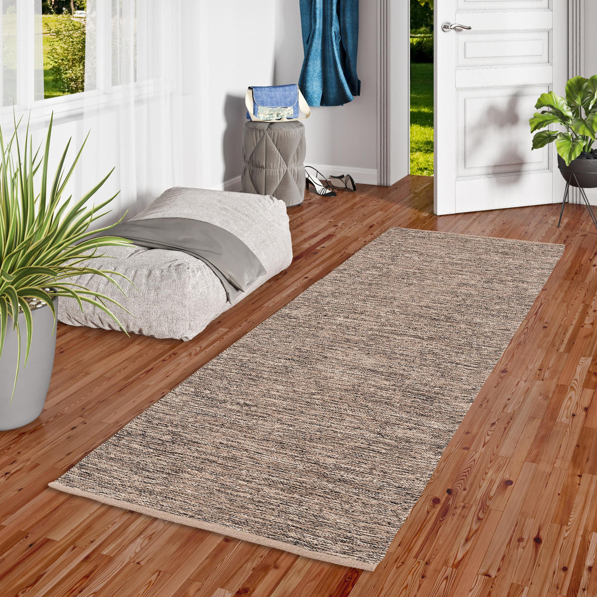 BAUMWOLLE KELIM TEPPICH LÄUFER EASY - Braun, Textil (90/160cm) - Pergamon