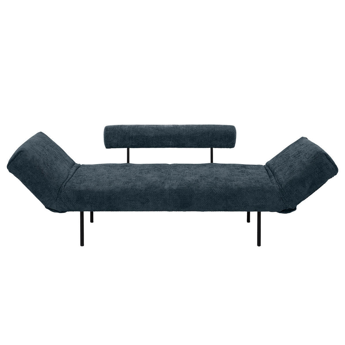 SCHLAFSOFA - Chenille - Blau/Schwarz, Textil/Metall (181/70/75cm) - home24
