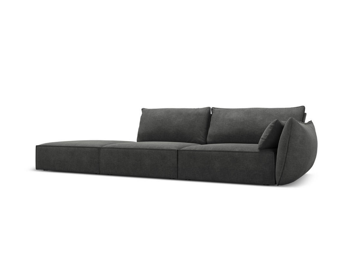 LINKES-SOFA Kaelle aus Chenille-Stoff dunkelgrau 4 Sitzplätze - Dunkelgrau, Textil (110/85/264cm) - Micadoni