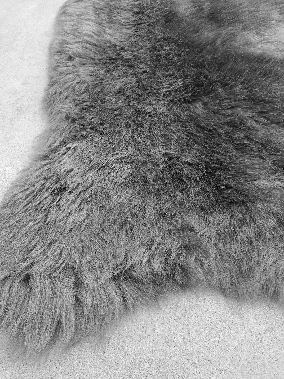 SCHAFFELL Natur Lammfell Weich Flauschig Wohnteppich, Grau, ca. 130 cm - Grau, Fell (70/130cm) - Provellus