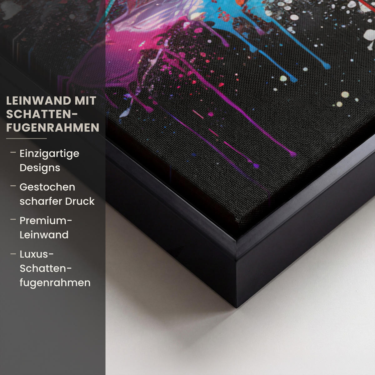 LEINWAND Bilder mit Rahmen - Fußball - Farbe - Farben - Schwarz - Weiß - 60x80 - Weiß, Textil (60/80cm) - MuchoWow