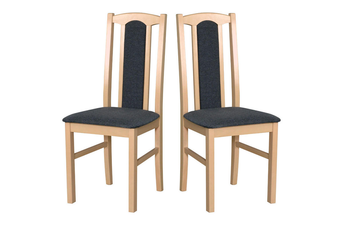 ESSZIMMERSTUHL - Set 2x Bos 7 Sonoma, hygge 96 - Dunkelgrau/Sonoma Eiche, Holz (43/96/40cm) - Leaf Design