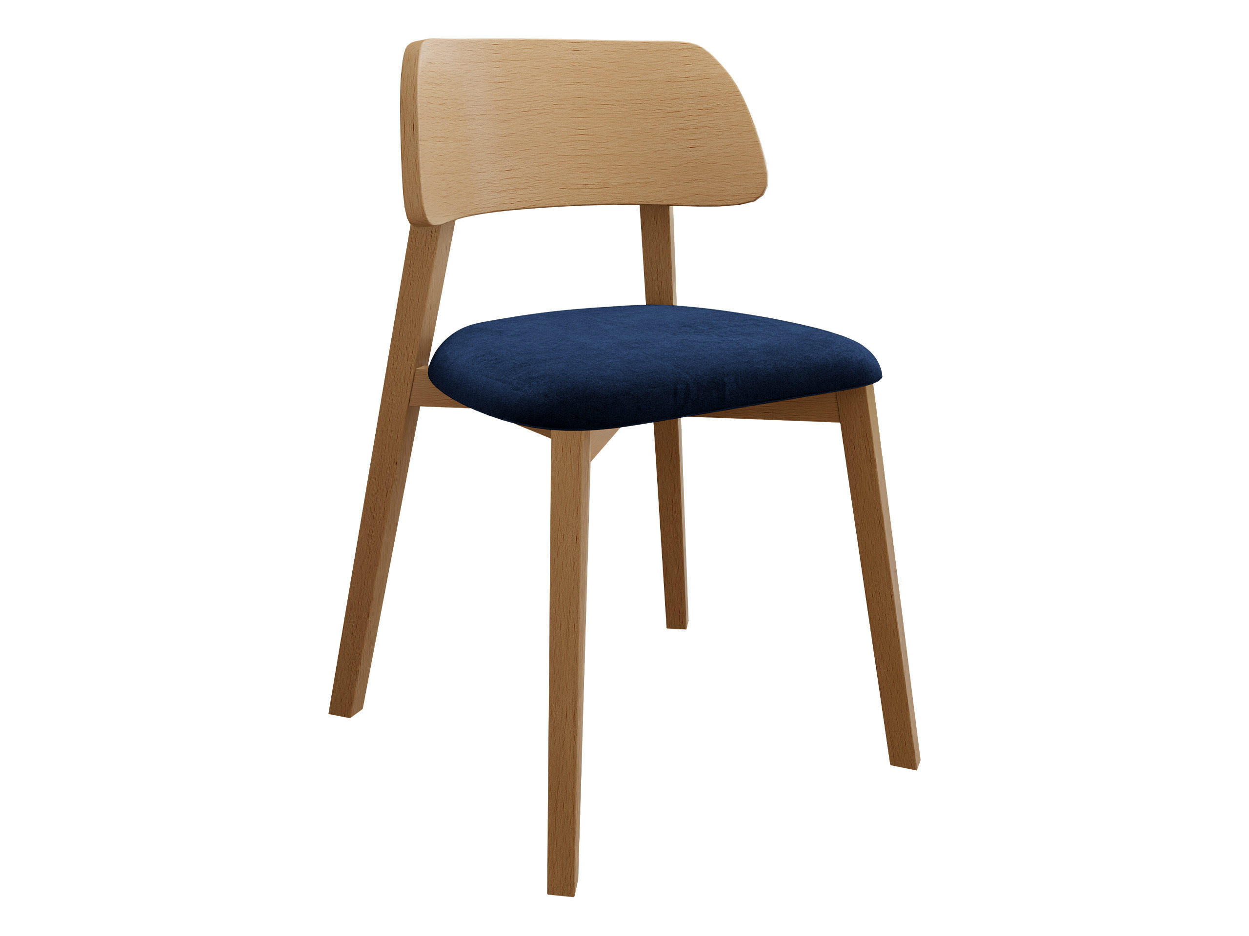 POLSTERSTUHL Dario, Holzfarbe: Natur - Blau/Naturfarben, Holz/Textil (47/80/50cm) - MIRJAN24
