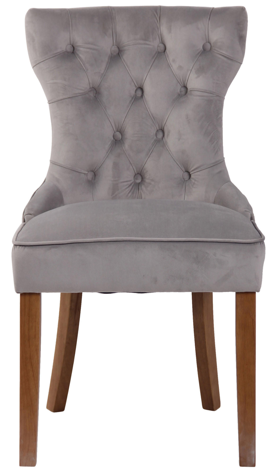 STUHL Samt grau - Naturfarben/Grau, Holz/Textil (51/90/59cm) - CLP