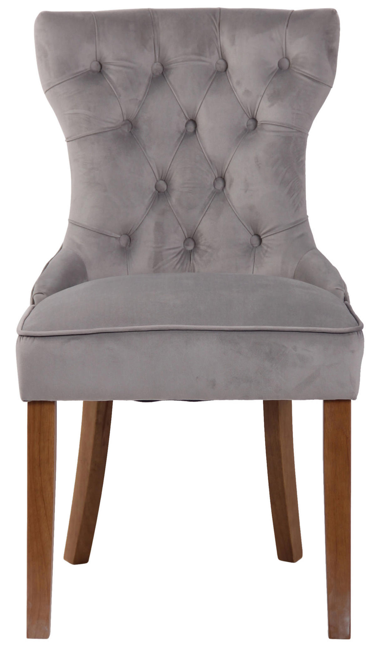 STUHL Samt grau - Naturfarben/Grau, Holz/Textil (51/90/59cm) - CLP