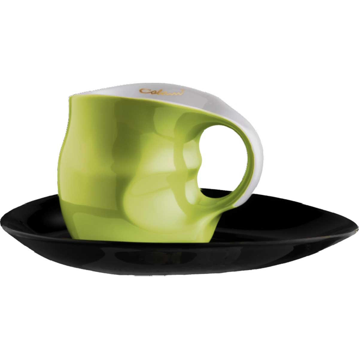 KAFFEE - Cappuccino Tasse mit Untertasse color green 2 tlg. - Multicolor/Grün, Keramik (0.23L) - Luigi Colani Porzellan