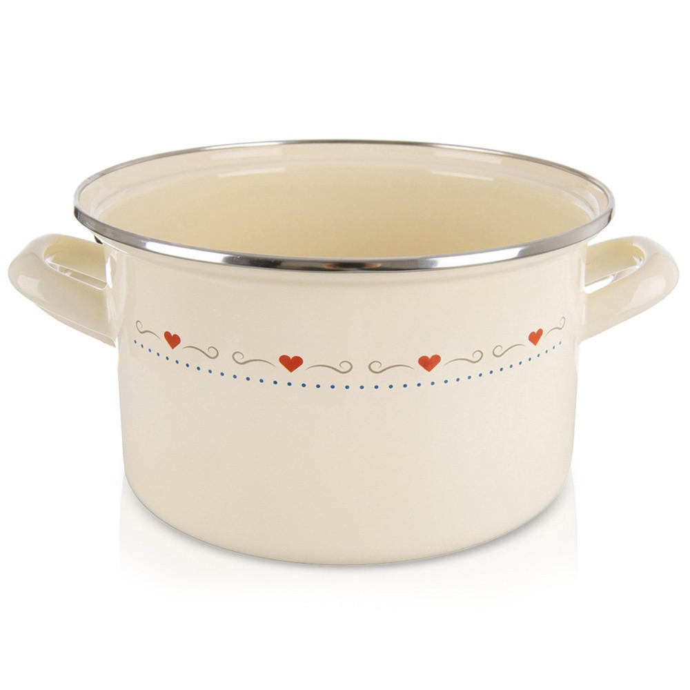 EMAILLIERTOPF Tonca mit Herzmotiv creme - Creme, Metall (18.5cm) - Orion 