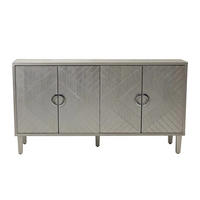SIDEBOARD Champagner-Optik, 4 Türen mit Innenfächern, Strukturfronten und Ringgriffen, 152/40/82,5 cm - Silberfarben, Holzwerkstoff (152/82.5/40cm) - WISHDOR