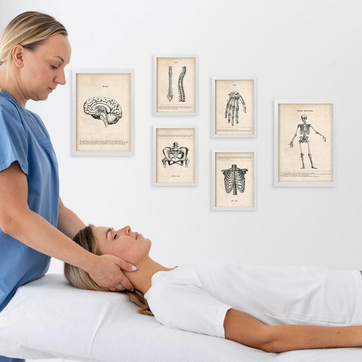 POSTER Set Mit 6 Knochenanatomie Größe A3 & A4 Weißer Rahmen - Weiß, Papier (29.7/1cm) - Nacnic