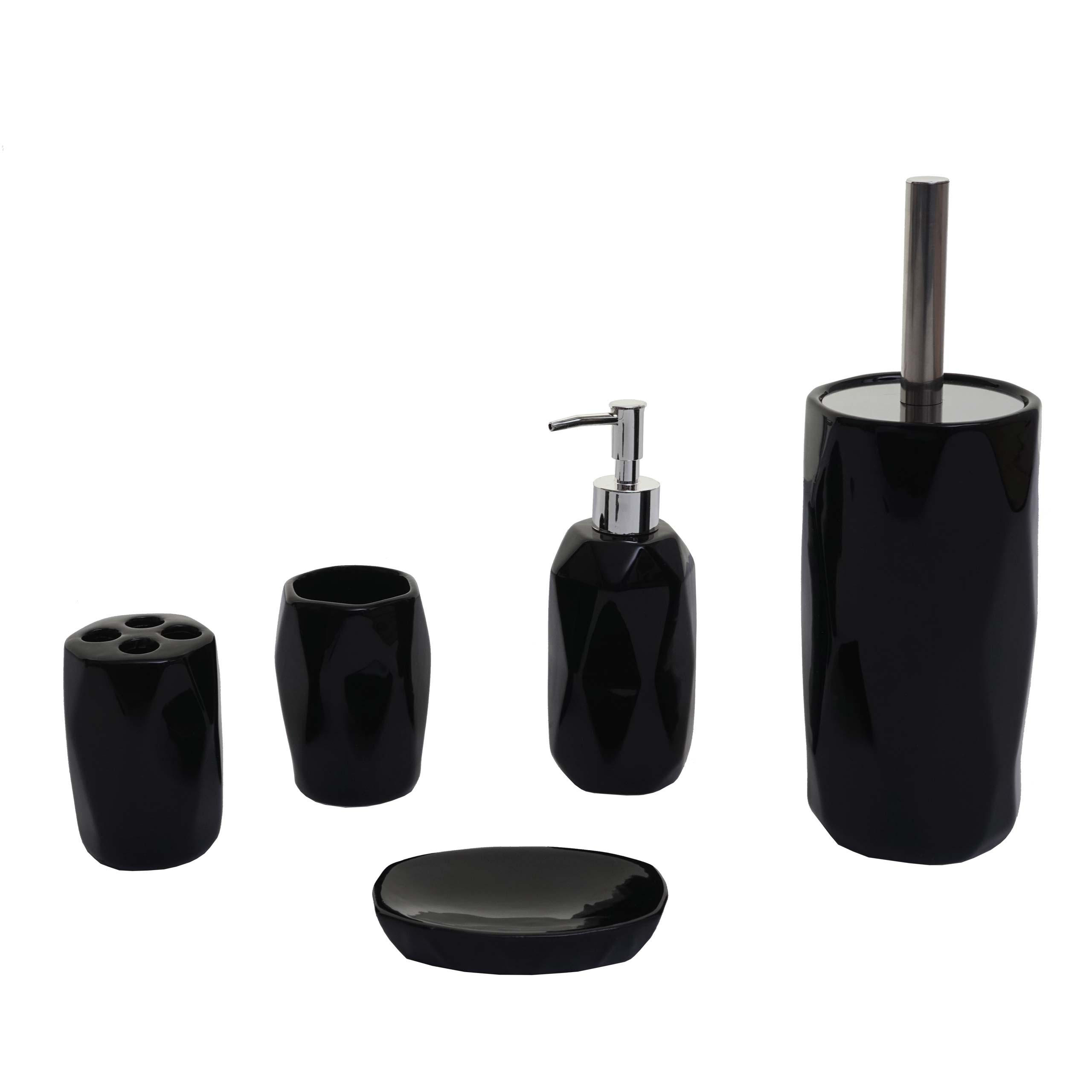 BADSET Schwarz 5er-Set - Schwarz, Keramik (13/32/10cm) - MCW