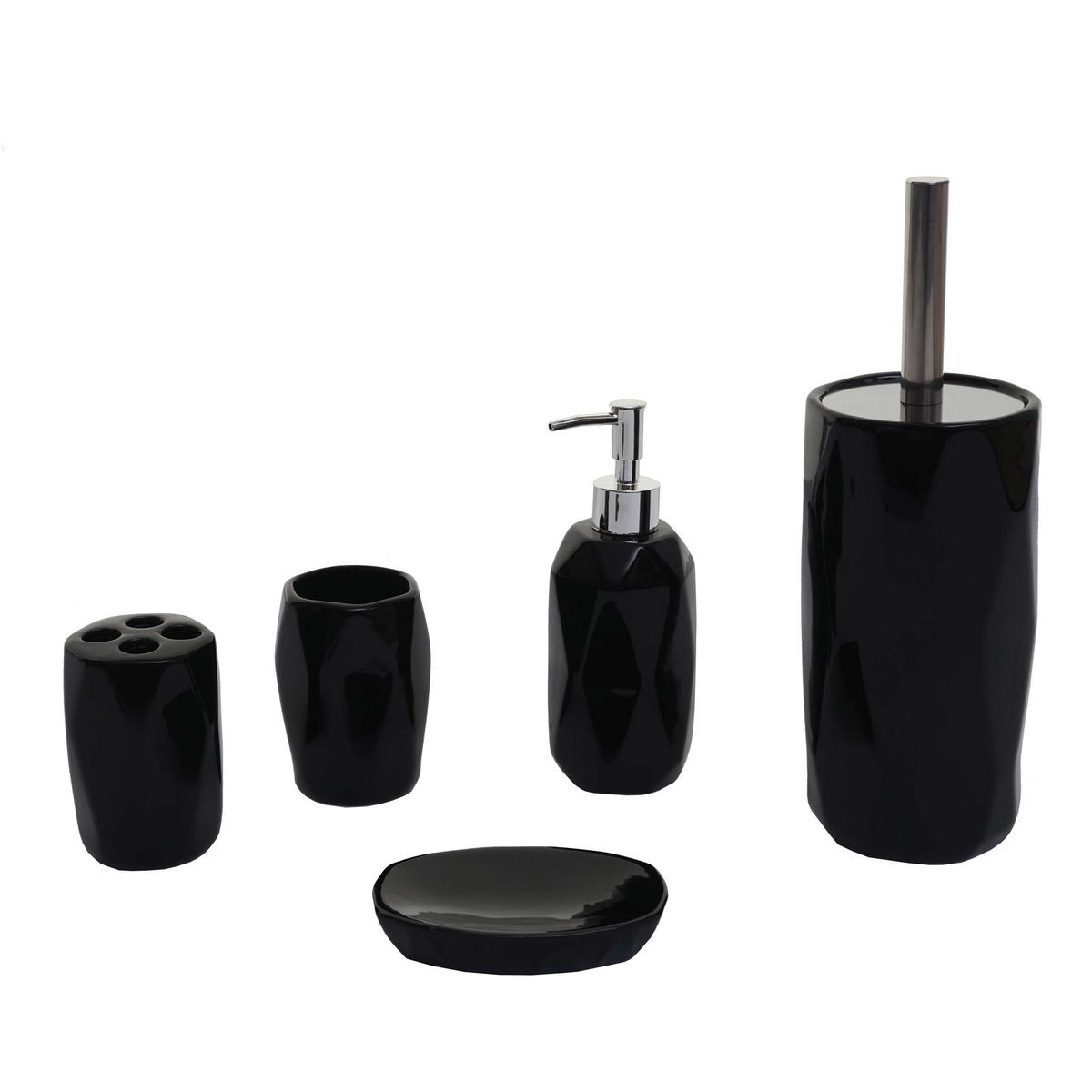 BADSET Schwarz 5er-Set - Schwarz, Keramik (13/32/10cm) - MCW
