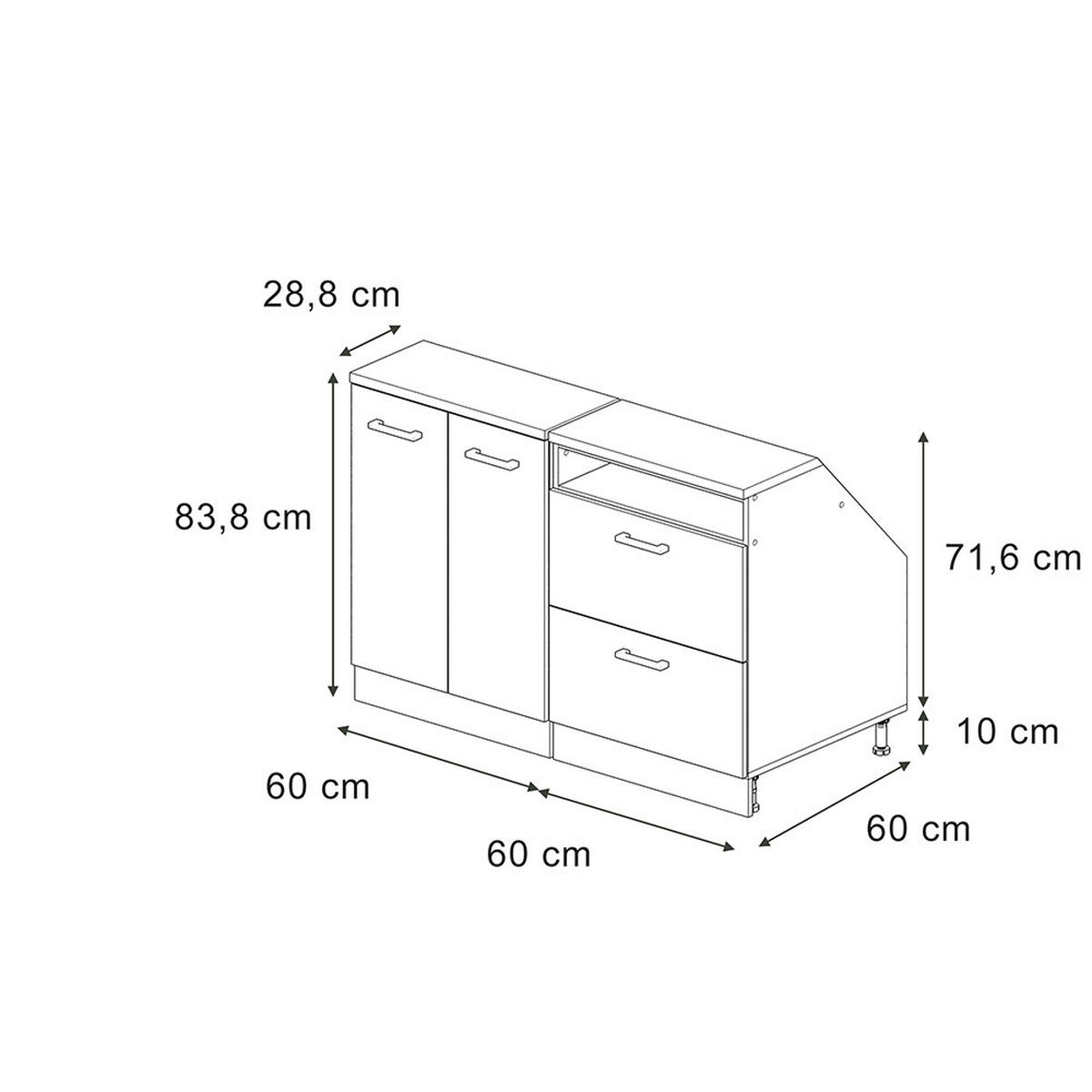 KUCHYNSKÁ SKRIŇA PRE ŠIKMÉ STRECHY R-Line Čierny vysoký lesk 120 cm Súprava 2 korpusov skrine hĺbka 60 cm - biela/čierna s vysokým leskom, kompozitné drevo (120/83.8/60cm) - Vicco