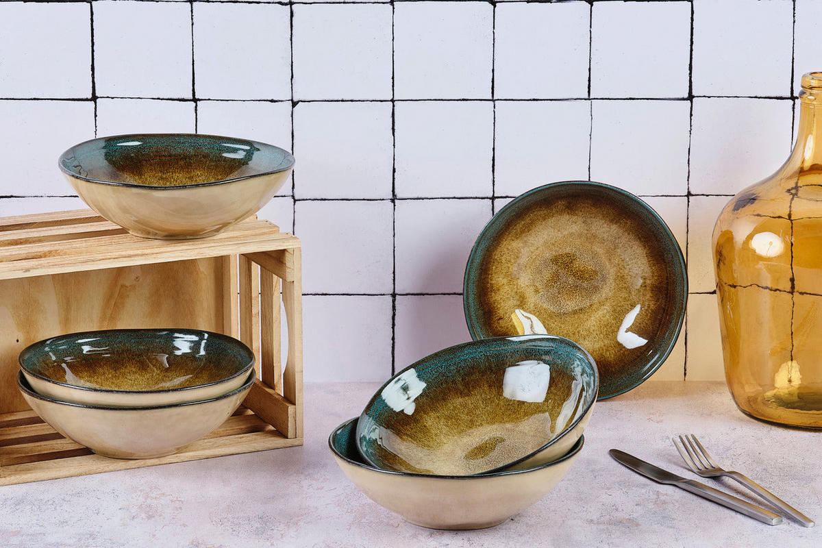 SCHALEN Insel Ø20cm - 6er-Set - Land & Meer - Braun, Keramik - Björn