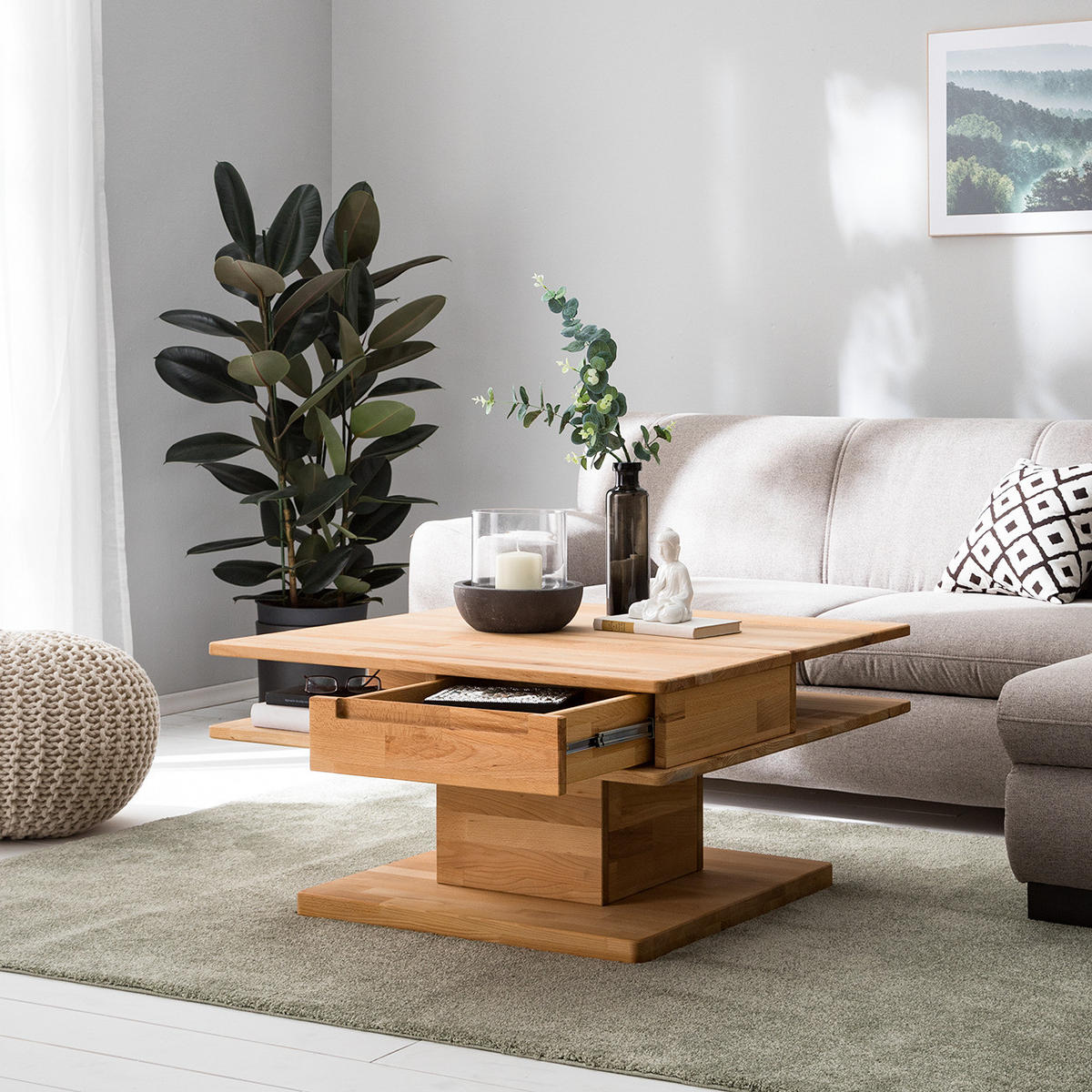 COUCHTISCH - Massivholz - Buchefarben, Holz (85/85/44cm) - home24