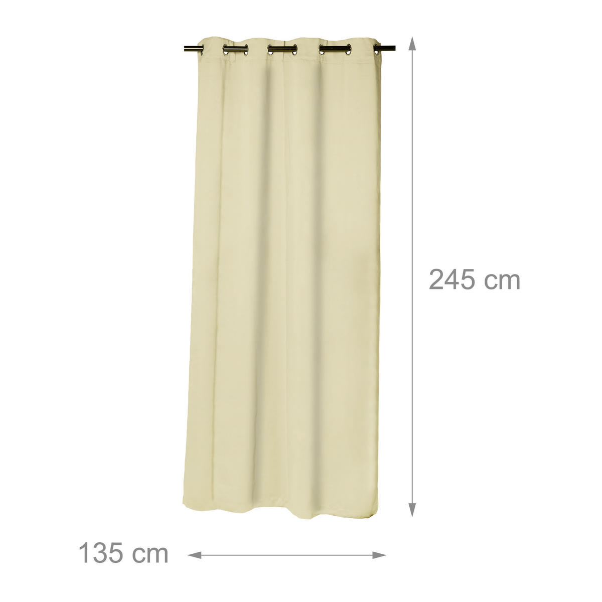 2XVORHANG - Beige, Textil/Metall (135/245/0.4cm) - Relaxdays