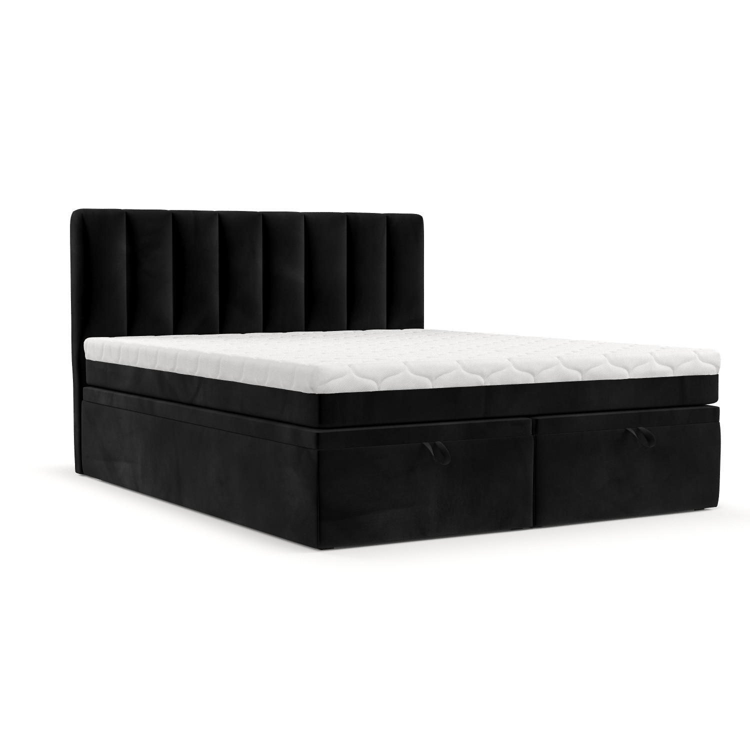 BOXBETT Lume 180/200 cm Schwarz im Kronos Stoff - Schwarz, Holz/Holzwerkstoff (180/200cm) - AltaBeds