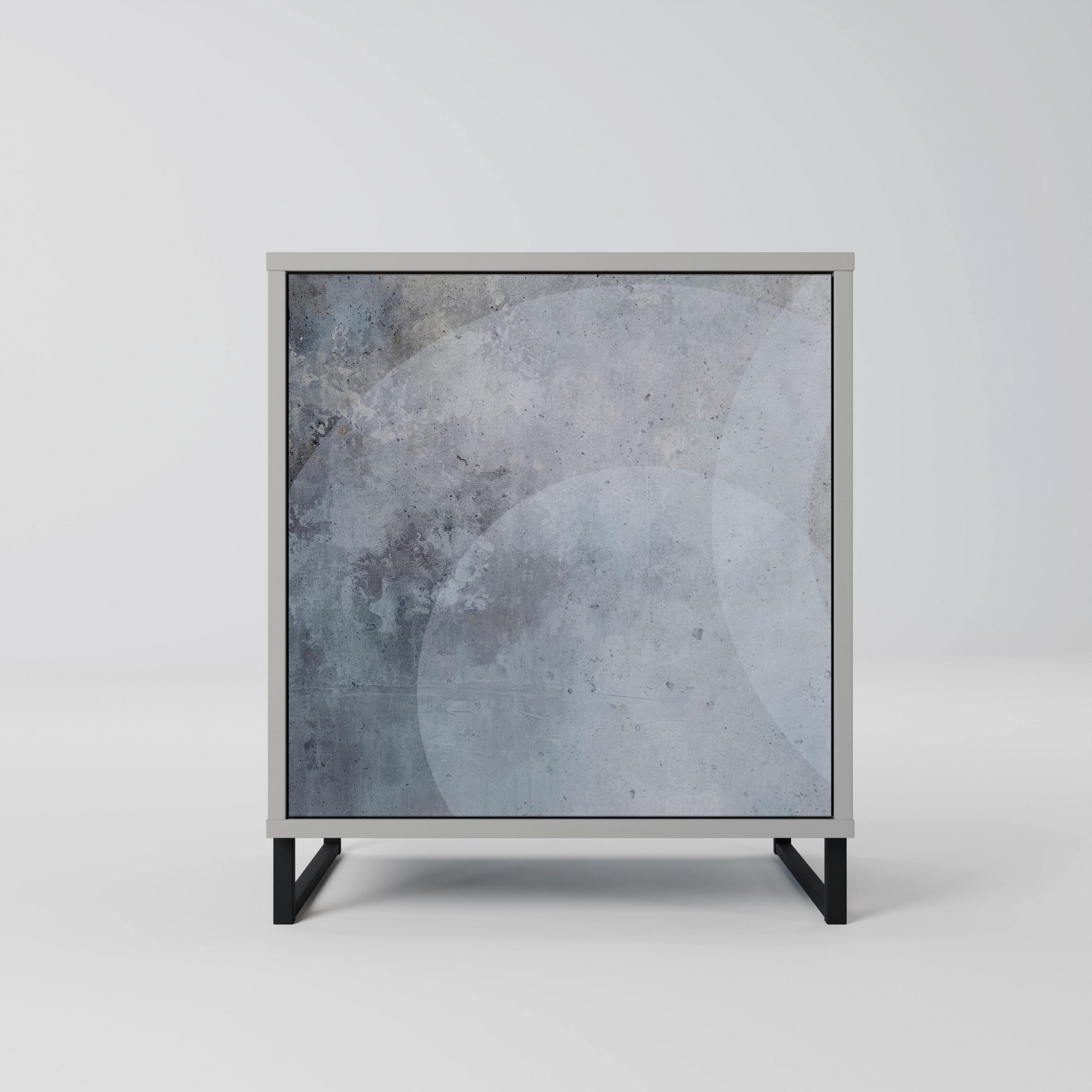 SIDEBOARD MUTED ARC, Grau, 57,5x42x67,5 cm, Schwarze Metall-Rahmenfüße - Multicolor/Schwarz, Holzwerkstoff/Metall (57.5/67.5/42cm) - SpaceRebels