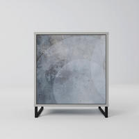 SIDEBOARD MUTED ARC, Grau, 57,5x42x67,5 cm, Schwarze Metall-Rahmenfüße - Multicolor/Schwarz, Holzwerkstoff/Metall (57.5/67.5/42cm) - SpaceRebels