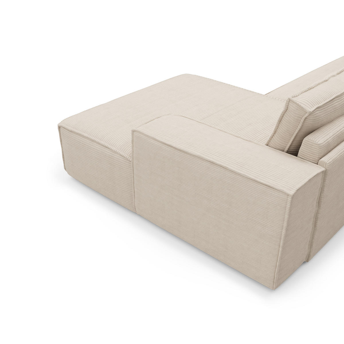 ECKSOFA RECHTS Gerippter Samt Creme 302cm - Creme, Textil (302/165cm) - Sia Home