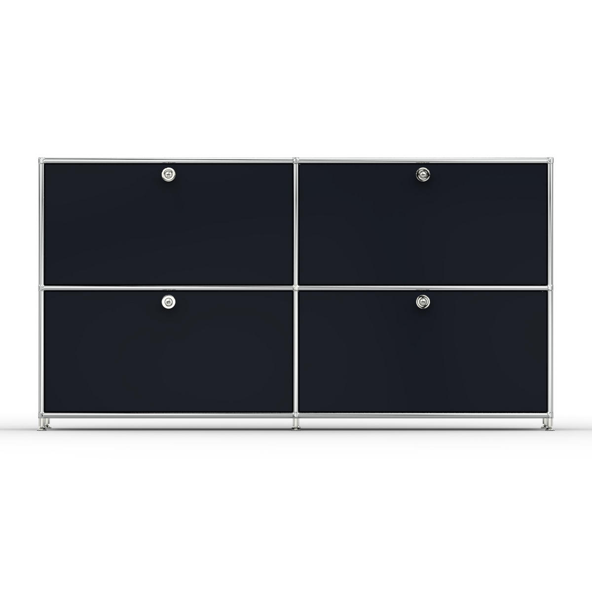 AKTENSCHRANK, 4 Klappen & Schloss, Breite 152 cm, Graphitschwarz - Chromfarben/Silberfarben, Metall (40/80.5/152.2cm) - Versee