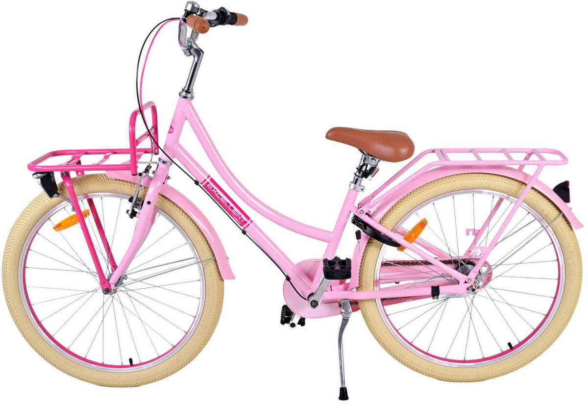 KINDERFAHRRAD Excellent - Mädchen - 24 Zoll - 3 Gänge - Rücktritt + Handbremse - Rosa - Rosa, Metall (65cm) - TPFSports