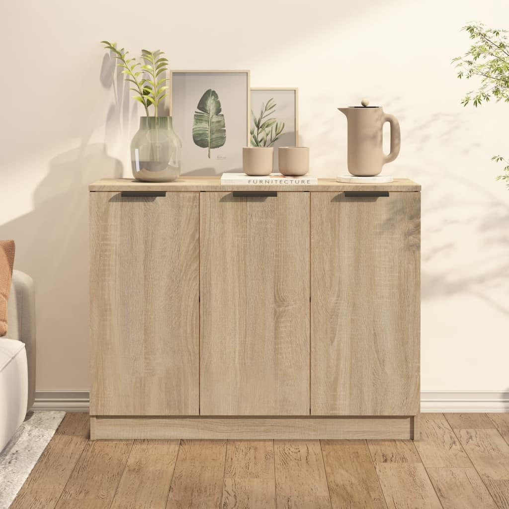 SIDEBOARD mit 3 Türen 90,5/30/70 cm aus Holzwerkstoff Sonoma-Eiche Dekor - Sonoma Eiche, Holz (90.5/70/30cm) - vidaXL