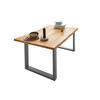 ESSTISCH Baumkante massiv Wildeiche silber SESSA 80 cm - Beige/Silberfarben, Holz/Metall (80/80/77cm) - SAM