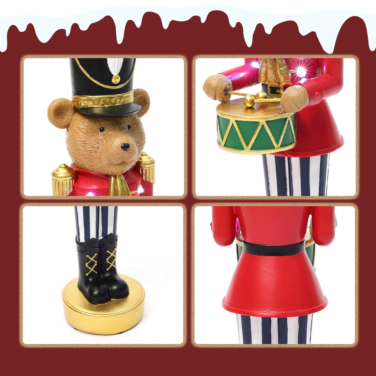 NUSSKNACKER Figur B11.5 x T13 x H42 cm - Rot, Naturmaterialien (13/42/11.5cm) - Hometopia