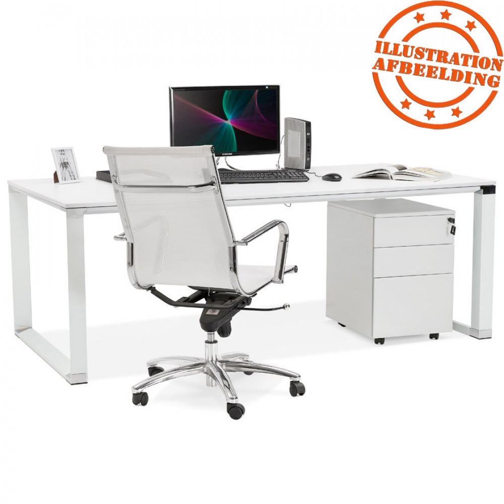 SCHREIBTISCH Weiß 200x100x74 cm - Weiß, Holz/Metall (200/100/74cm) - AlterEgo