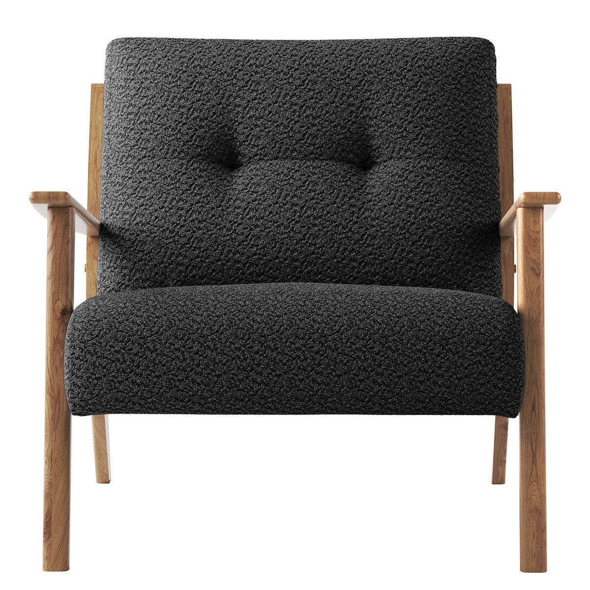 SESSEL - Anthrazit/Braun, Eichenholz/Holz (83/80/75cm) - home24