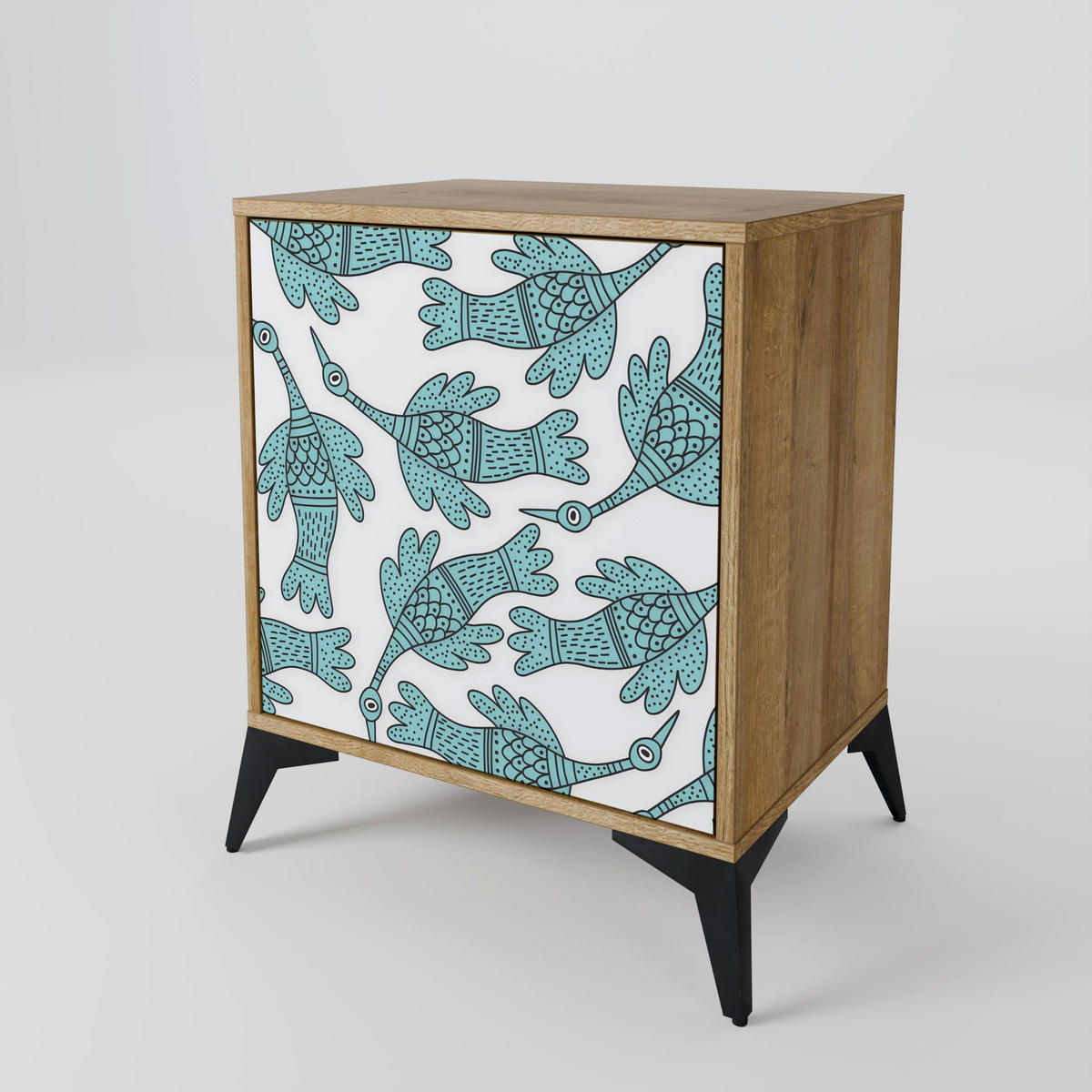 SIDEBOARD WATERSPOUT SONGIBIRD, Eichefarben, 57,5x42x77,5 cm, Schräge Buchenholzfüße - Eichefarben/Buchefarben, Holzwerkstoff/Buchenholz (57.5/77.5/42cm) - SpaceRebels