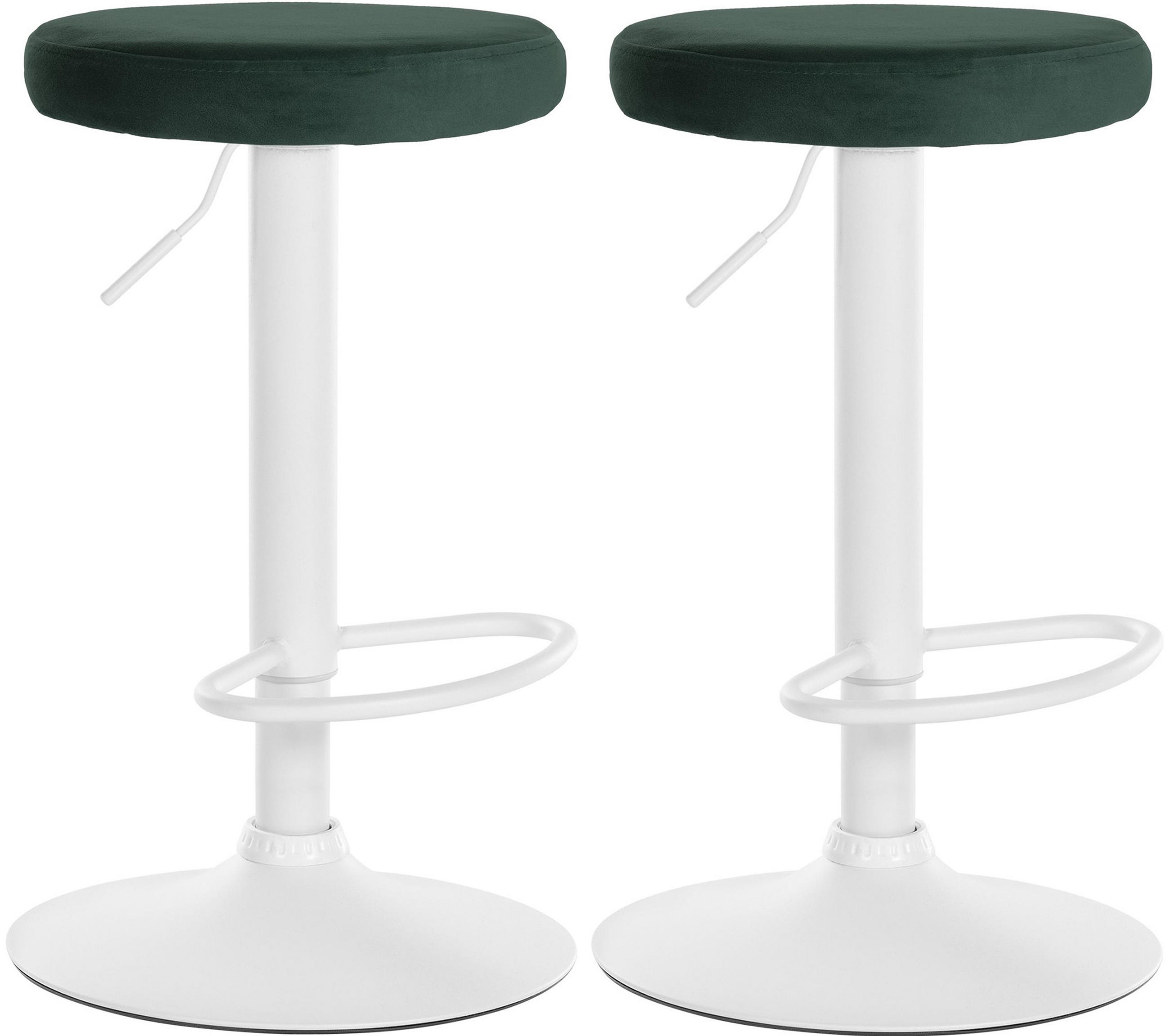 BARHOCKER 2er Set Pontius Samt weiß grün - Weiß/Grün, Textil/Metall (38.5/81/38.5cm) - TPFLiving