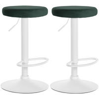 BARHOCKER 2er Set Pontius Samt weiß grün - Weiß/Grün, Textil/Metall (38.5/81/38.5cm) - TPFLiving