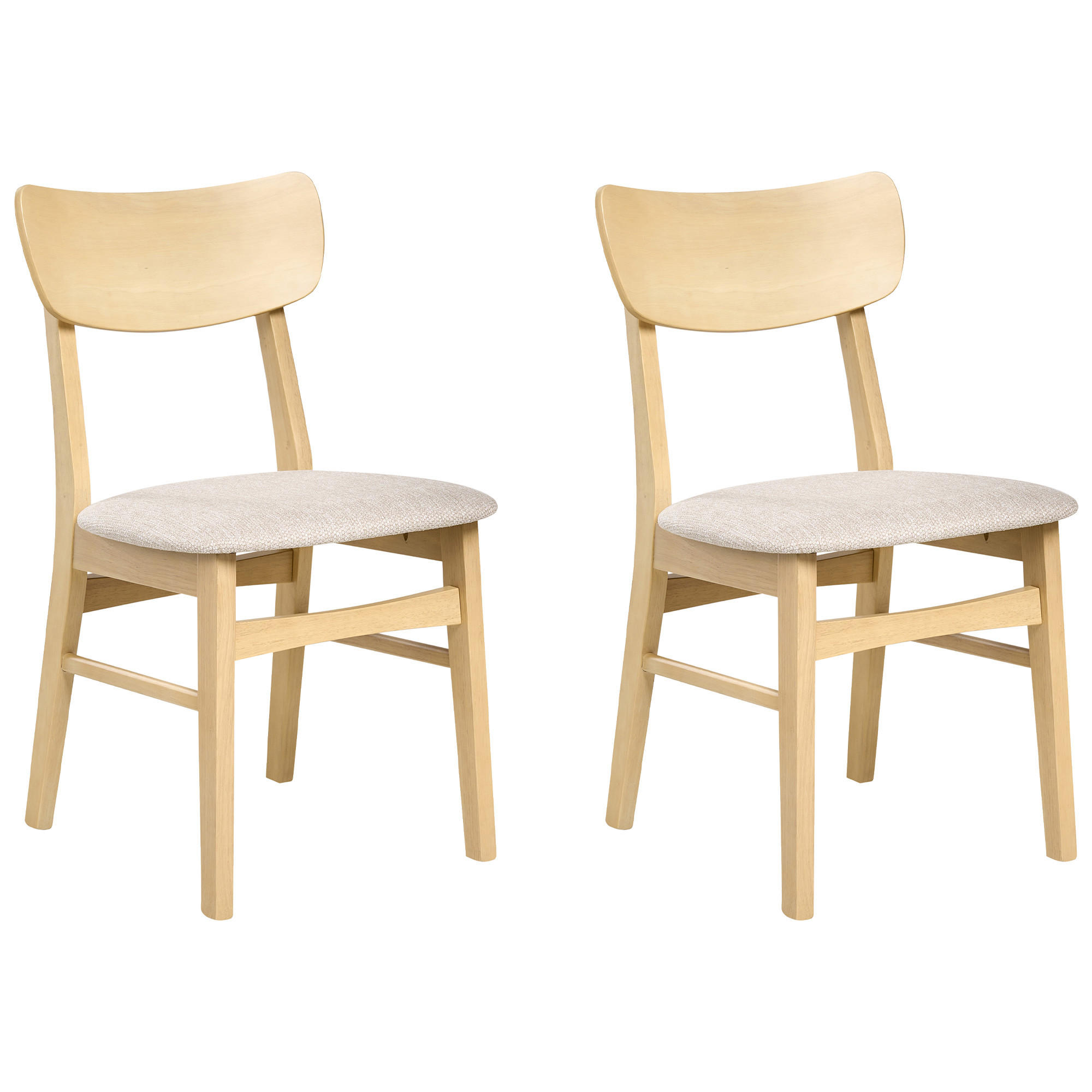 ESSZIMMERSTUHL 2er-Set Hellbeige Anoka - Beige/Braun, Holz (45/80/50cm) - Beliani