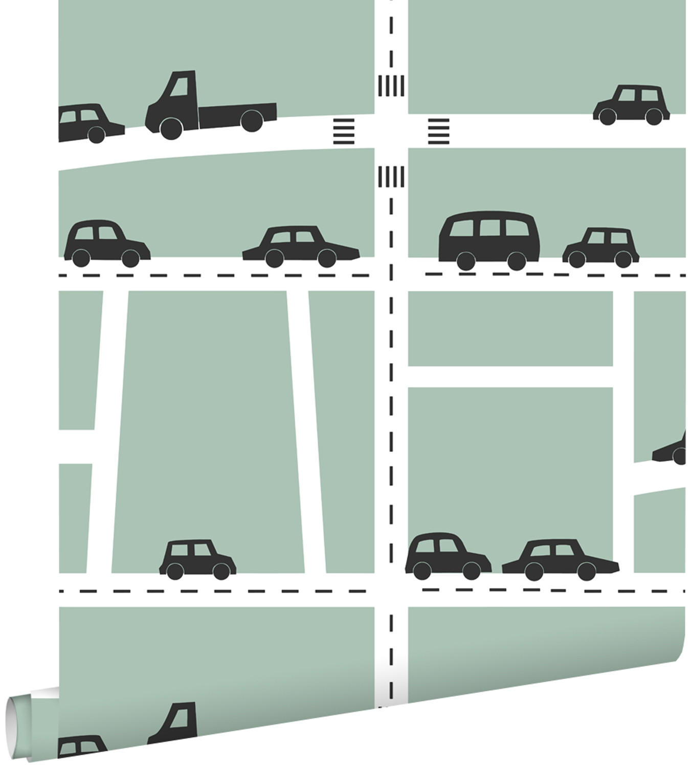 TAPETE Autos 53 cm x 10.05 m - Grün, Papier (53/0.1cm) - ESTAhome