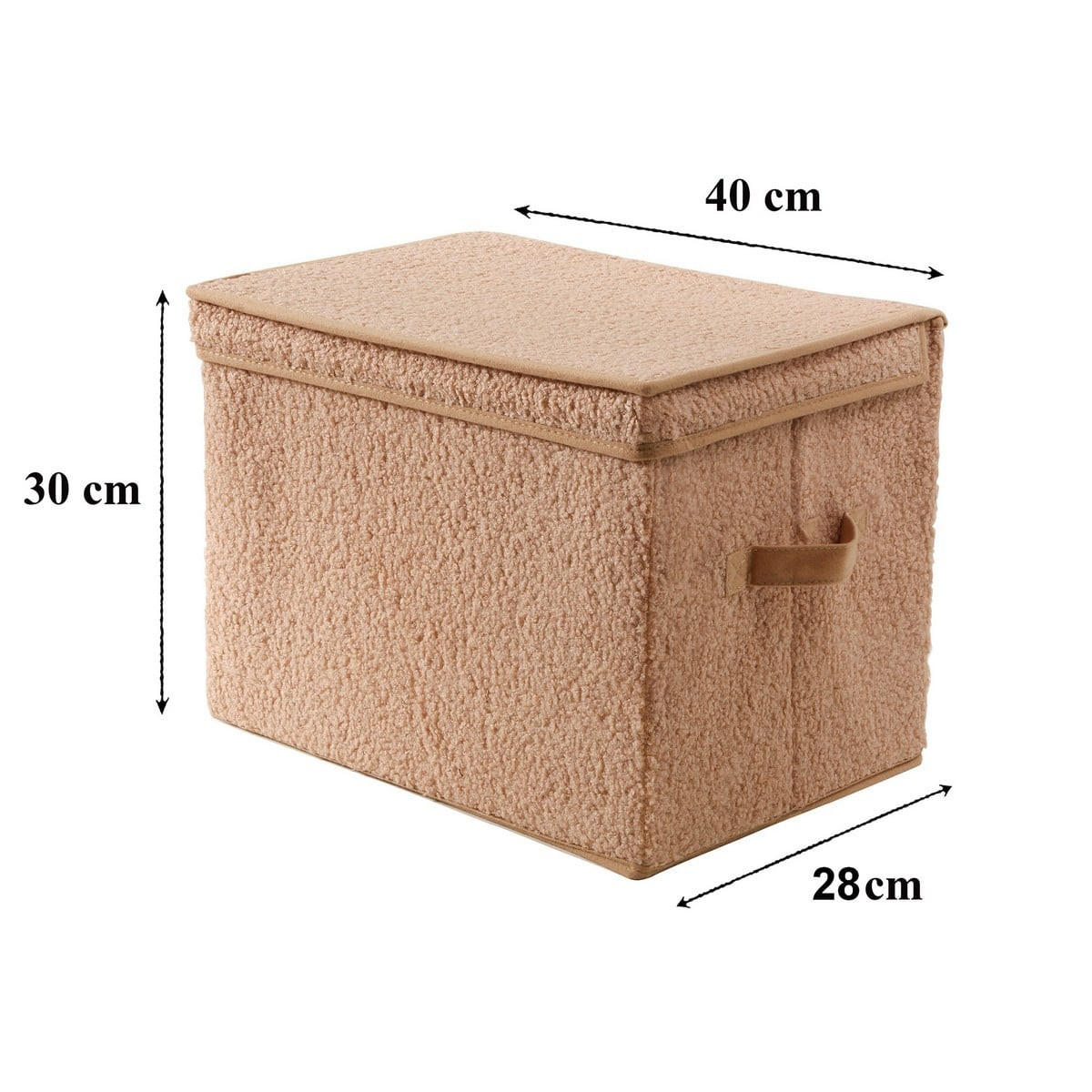 AUFBEWAHRUNGSBOX mit deckel aus bouclé-stoff in beige - 40/28/30 cm - Beige, Textil (30/28/30cm) - Calicosy
